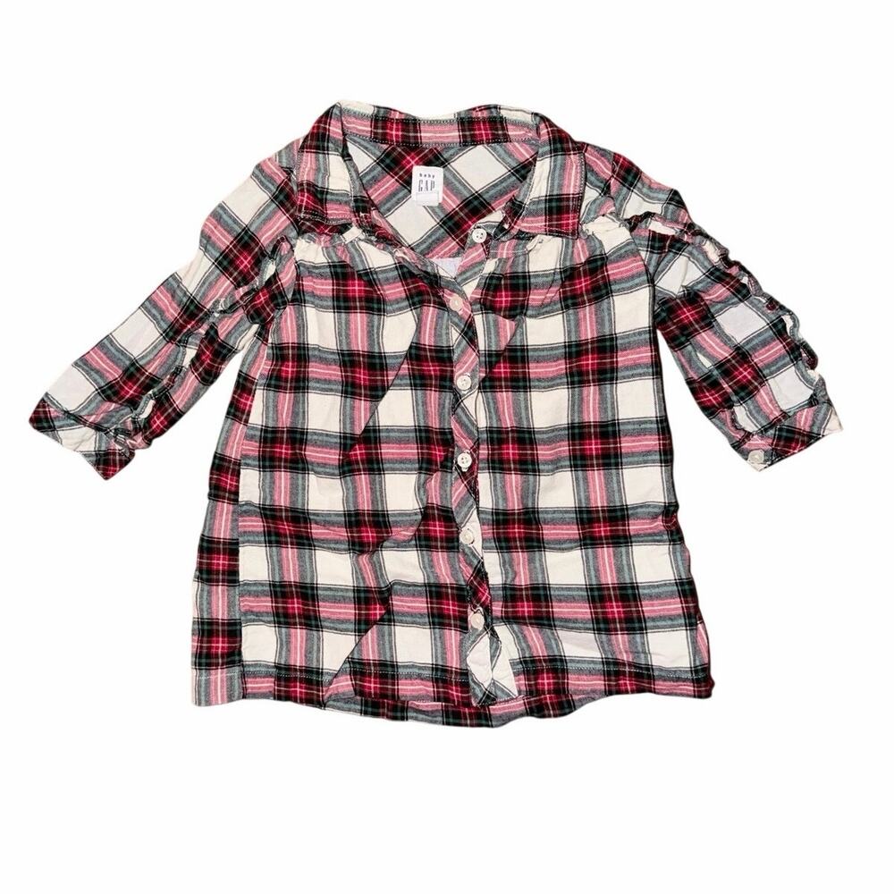 Baby gap red plaid tunic dress 18-24 months holiday fall winter flannel cotton